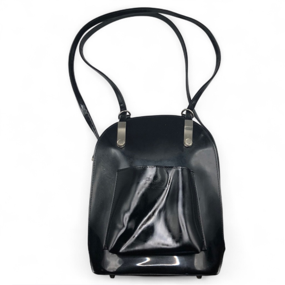 Beijo Black Patent Convertible Backpack Purse